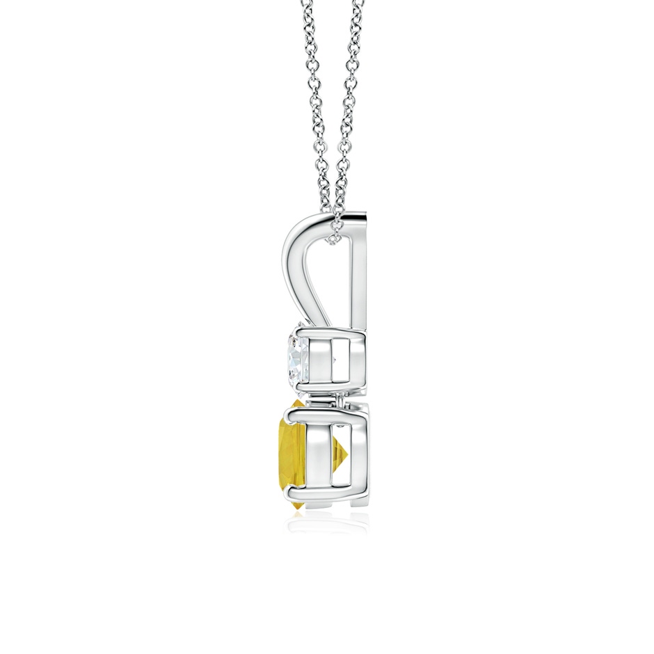 5mm AAA Round Yellow Sapphire and Diamond Two Stone Pendant in White Gold side-1