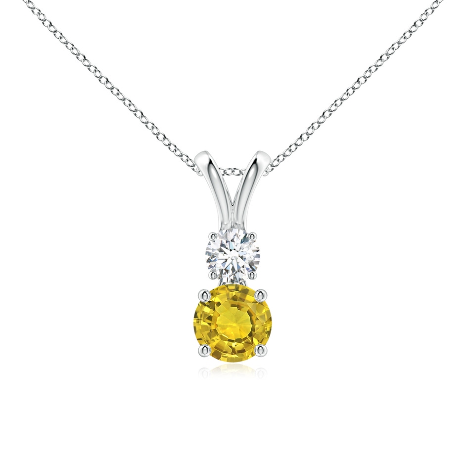 5mm AAAA Round Yellow Sapphire and Diamond Two Stone Pendant in P950 Platinum 