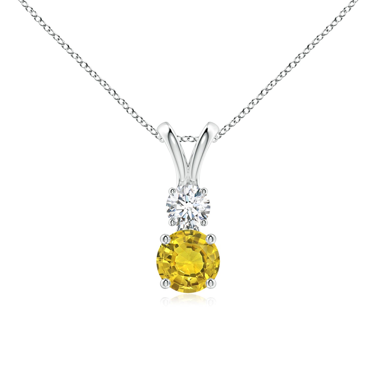 AAAA - Yellow Sapphire / 0.69 CT / 14 KT White Gold