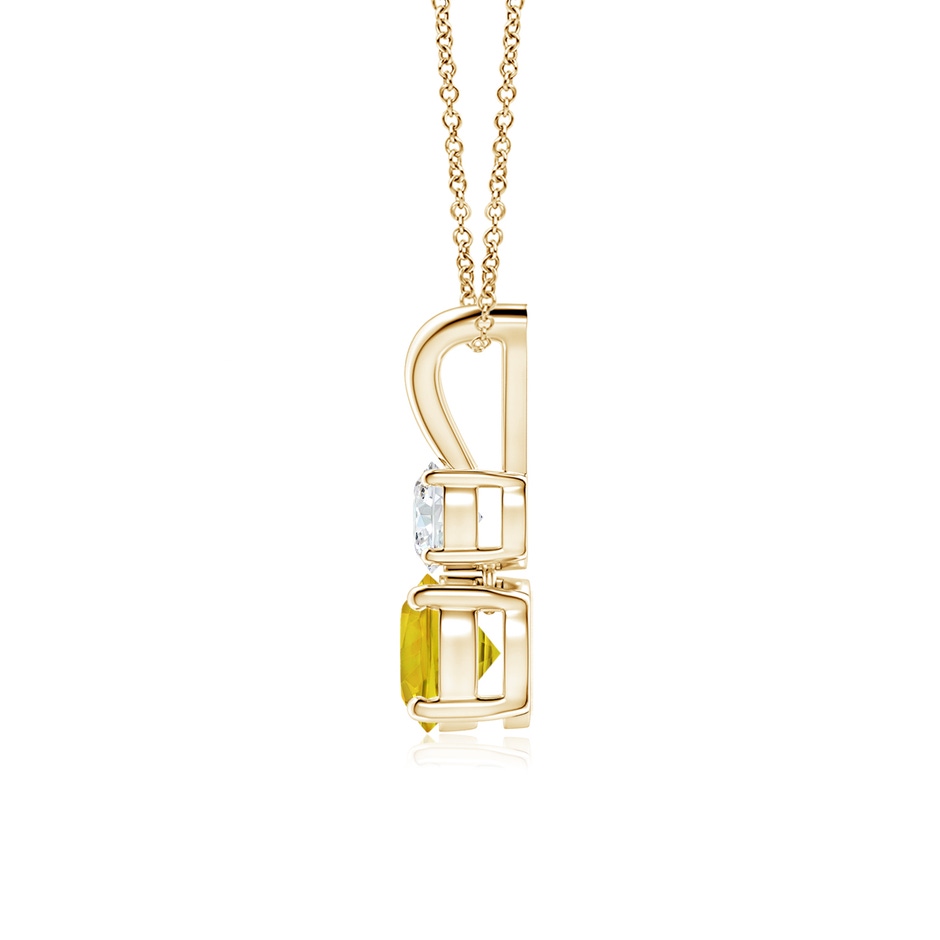 5mm AAAA Round Yellow Sapphire and Diamond Two Stone Pendant in Yellow Gold side-1