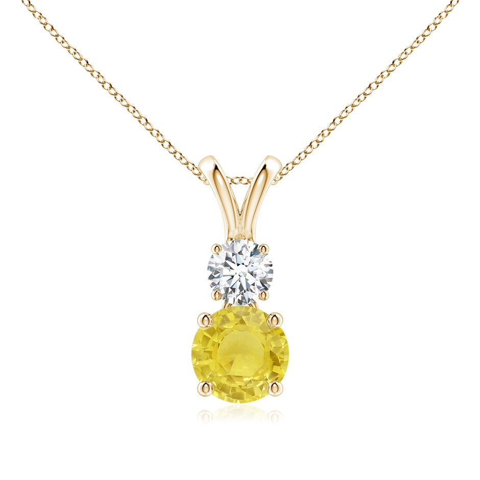 6mm A Round Yellow Sapphire and Diamond Two Stone Pendant in Yellow Gold 