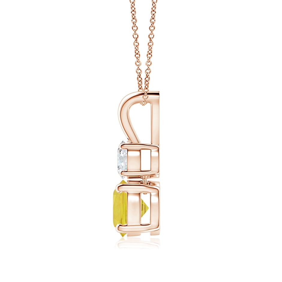6mm AA Round Yellow Sapphire and Diamond Two Stone Pendant in Rose Gold side-1