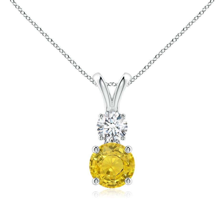 6mm AAA Round Yellow Sapphire and Diamond Two Stone Pendant in P950 Platinum 