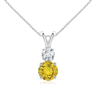 6mm AAAA Round Yellow Sapphire and Diamond Two Stone Pendant in P950 Platinum