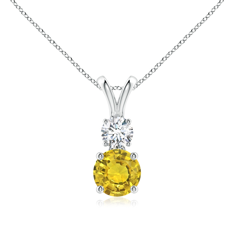 6mm AAAA Round Yellow Sapphire and Diamond Two Stone Pendant in P950 Platinum 