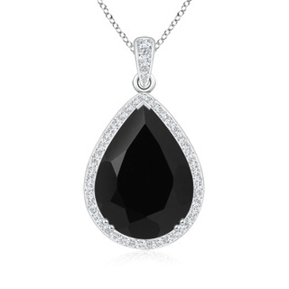 28x20mm AAA Vintage Style Black Onyx Teardrop Pendant in 9K White Gold