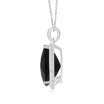 28x20mm AAA Vintage Style Black Onyx Teardrop Pendant in White Gold Product Image