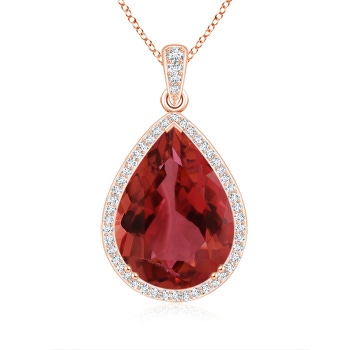 12.5x8mm AA GIA Certified Vintage Style Pink Tourmaline Teardrop Pendant in Rose Gold