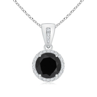 8mm AAA Round Black Onyx Pendant with Diamond Halo in 10K White Gold