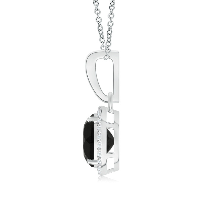 8mm AAA Round Black Onyx Pendant with Diamond Halo in White Gold product image