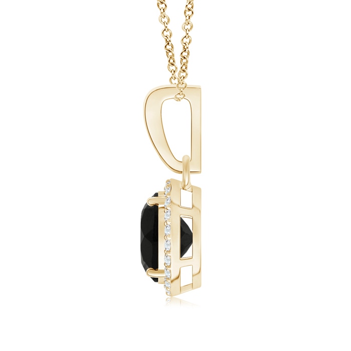 8mm AAA Round Black Onyx Pendant with Diamond Halo in Yellow Gold Product Image