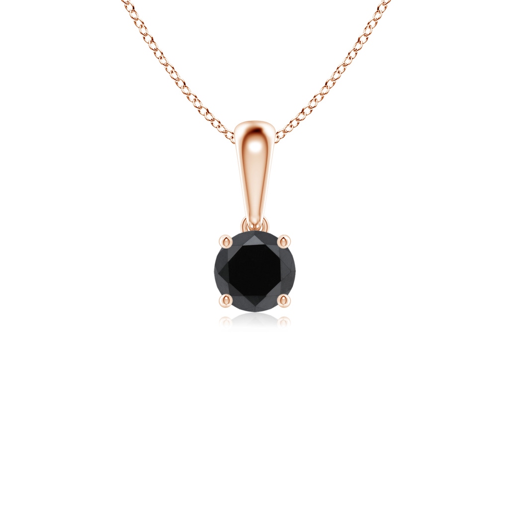 3.8mm AA Classic Round Black Diamond Solitaire Pendant in Rose Gold