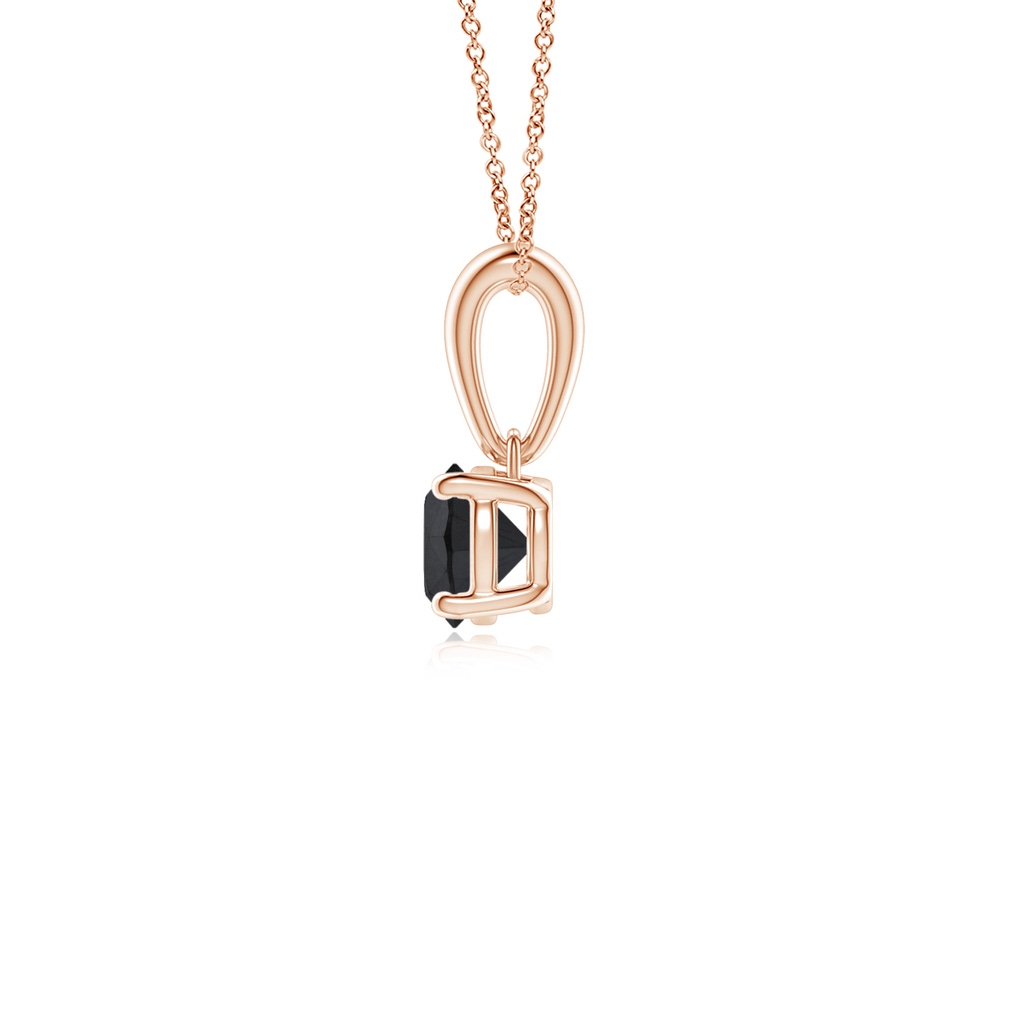 3.8mm AA Classic Round Black Diamond Solitaire Pendant in Rose Gold - side_1