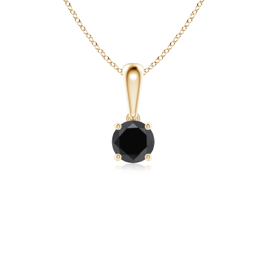 3.8mm AA Classic Round Black Diamond Solitaire Pendant in Yellow Gold