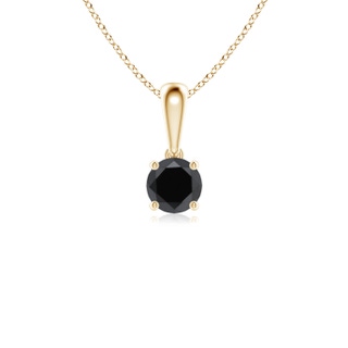 3.8mm AA Classic Round Black Diamond Solitaire Pendant in Yellow Gold