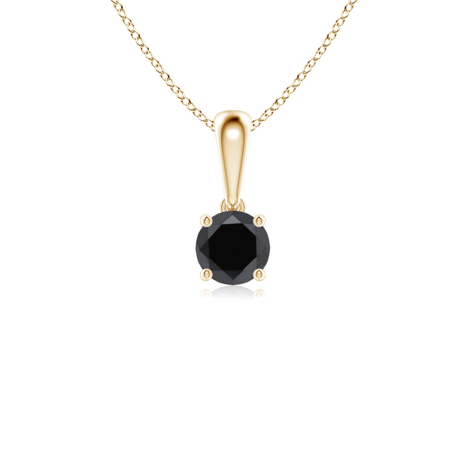 3.8mm AA Classic Round Black Diamond Solitaire Pendant in Yellow Gold 
