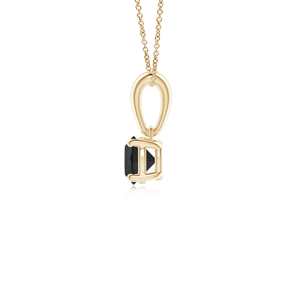 3.8mm AA Classic Round Black Diamond Solitaire Pendant in Yellow Gold - side_1