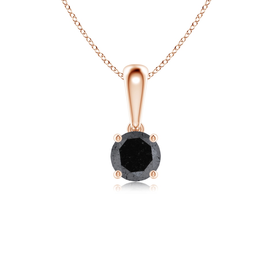 4.4mm A Classic Round Black Diamond Solitaire Pendant in Rose Gold 