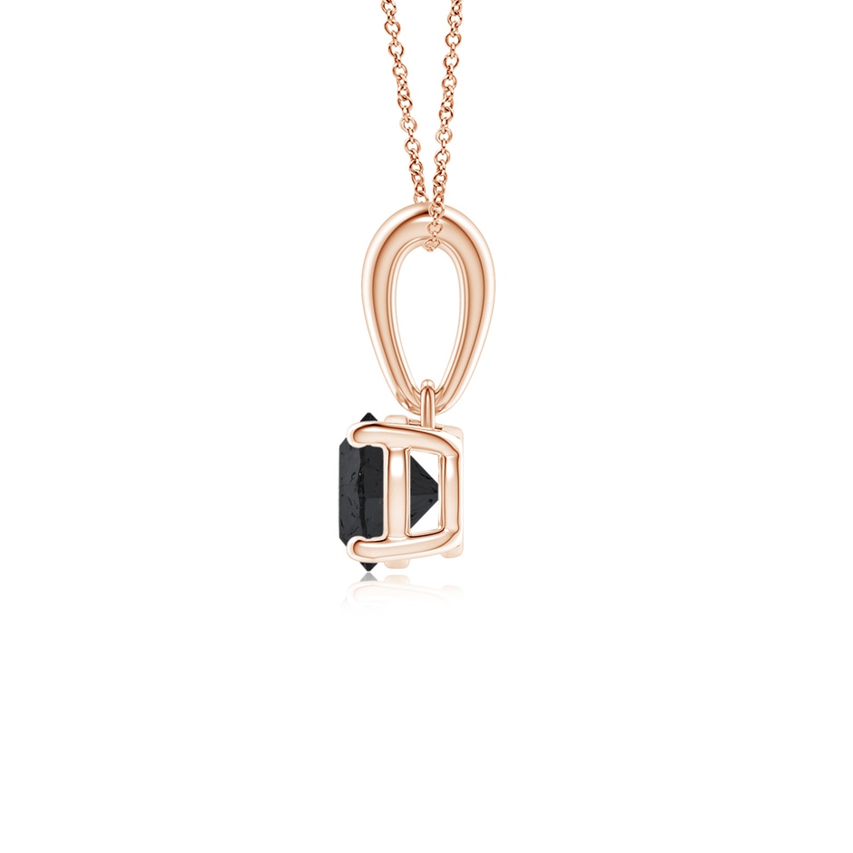 4.4mm A Classic Round Black Diamond Solitaire Pendant in Rose Gold side-1