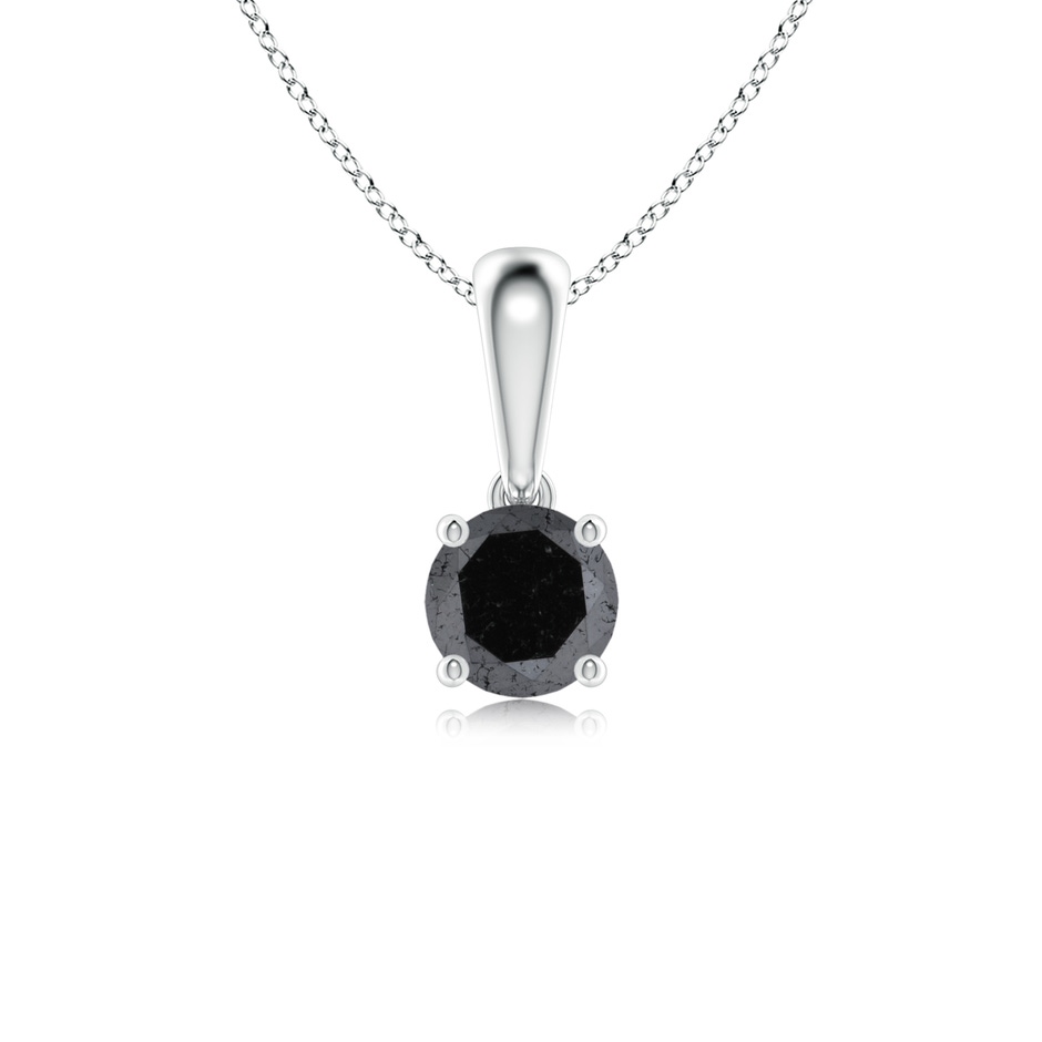 4.4mm A Classic Round Black Diamond Solitaire Pendant in White Gold 