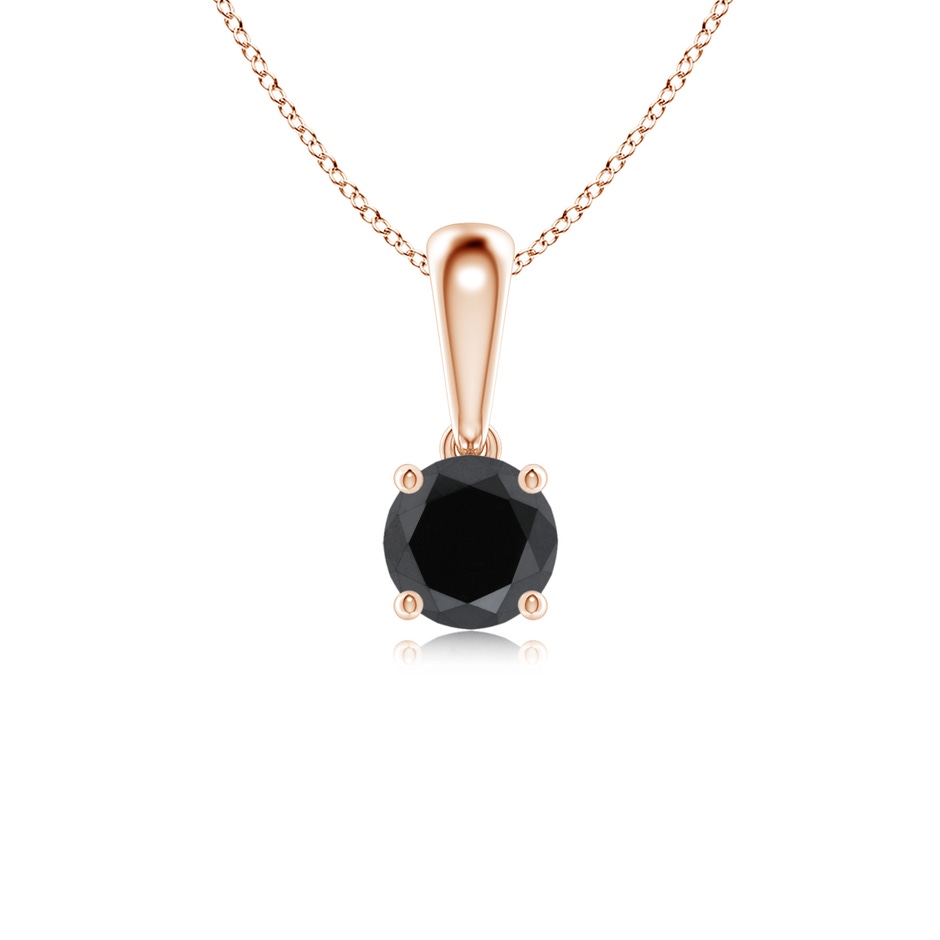 4.4mm AA Classic Round Black Diamond Solitaire Pendant in Rose Gold 