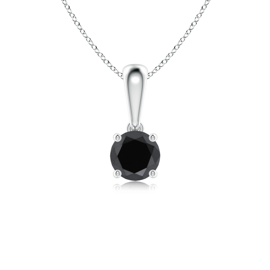 4.4mm AA Classic Round Black Diamond Solitaire Pendant in White Gold 