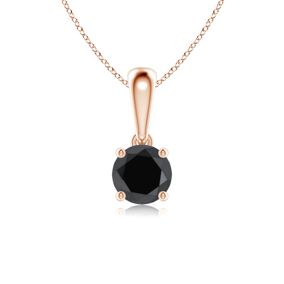 5.1mm AA Classic Round Black Diamond Solitaire Pendant in Rose Gold 