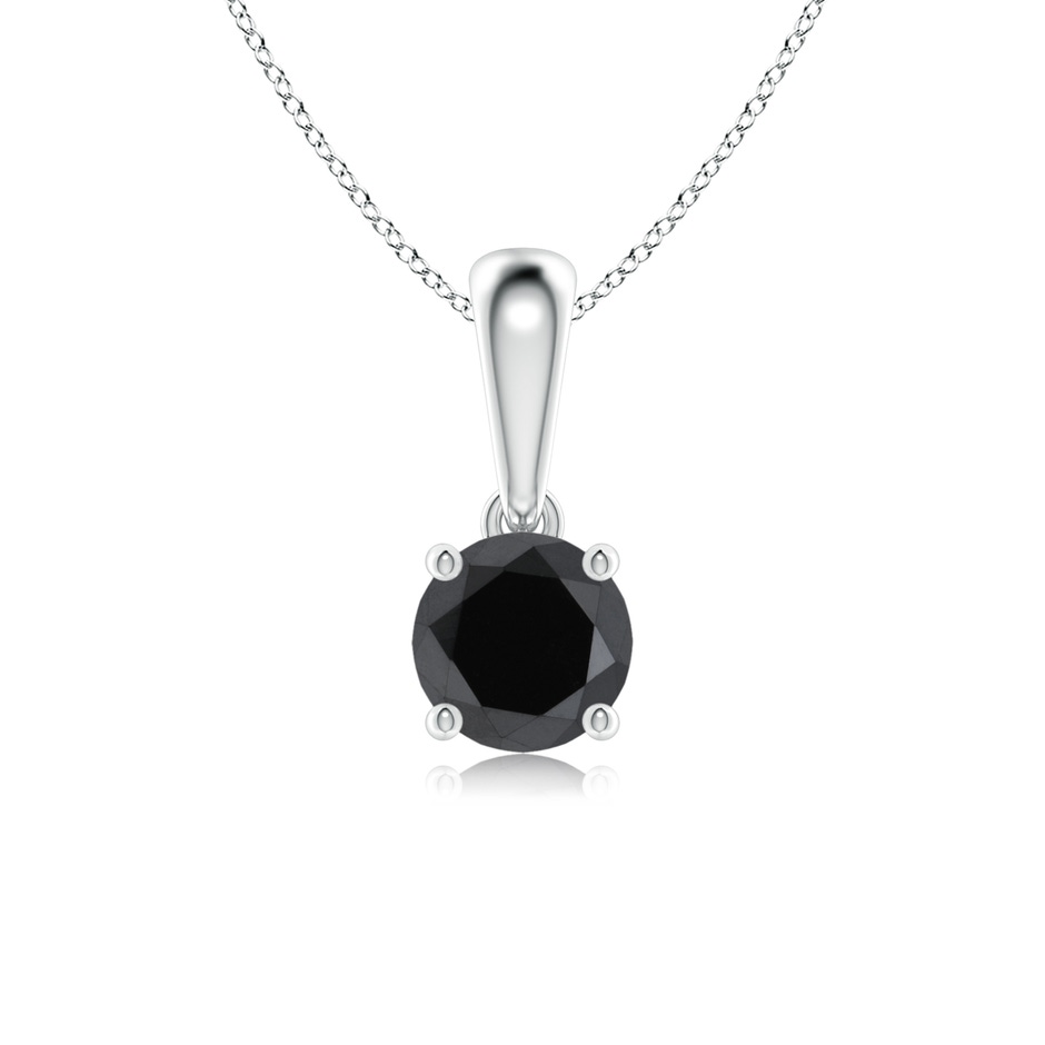 5.1mm AA Classic Round Black Diamond Solitaire Pendant in White Gold 