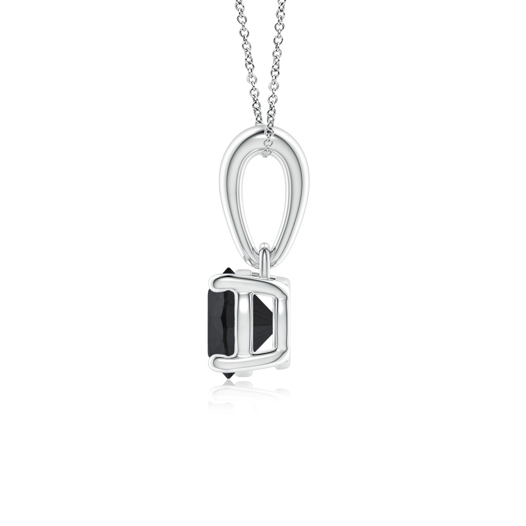 5.1mm AA Classic Round Black Diamond Solitaire Pendant in White Gold Side-1