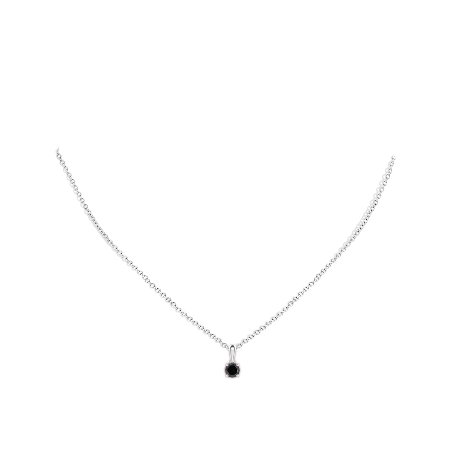 5.1mm AA Classic Round Black Diamond Solitaire Pendant in White Gold body-neck