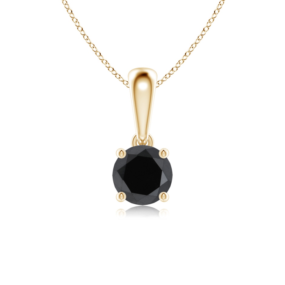 5.1mm AA Classic Round Black Diamond Solitaire Pendant in Yellow Gold 