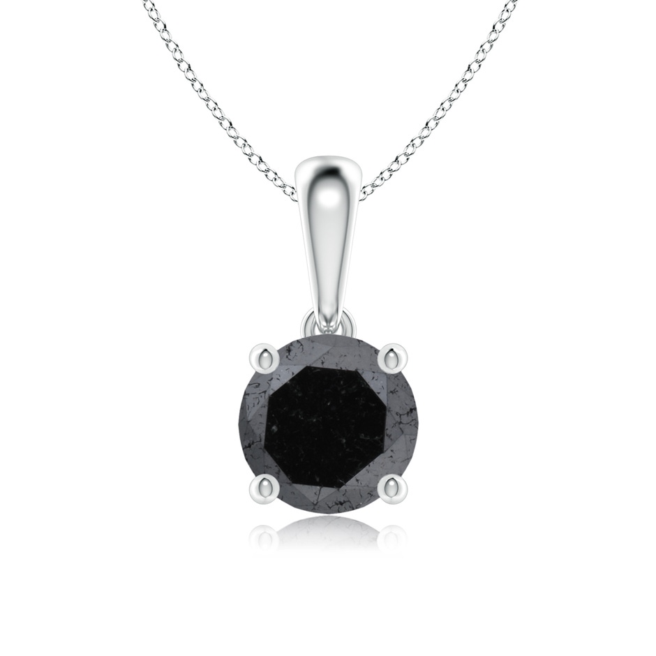 6.5mm A Classic Round Black Diamond Solitaire Pendant in White Gold 