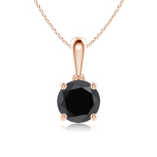 6.5mm AA Classic Round Black Diamond Solitaire Pendant in Rose Gold