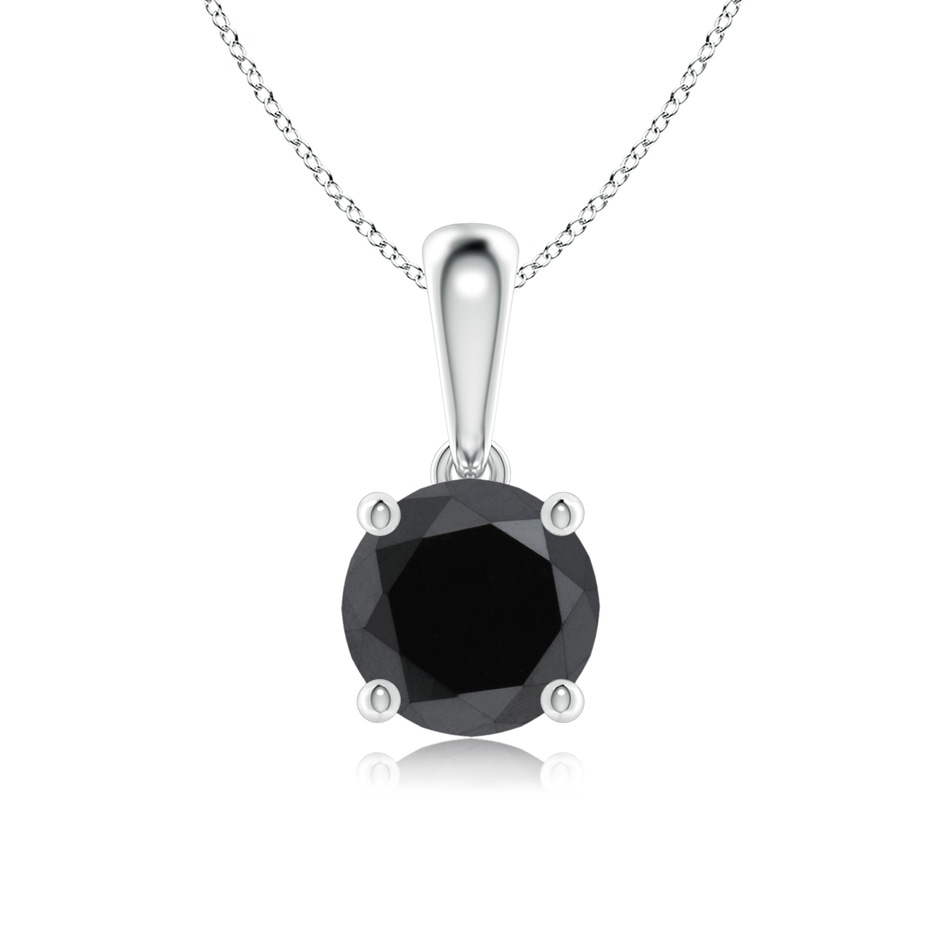 6.5mm AA Classic Round Black Diamond Solitaire Pendant in White Gold 