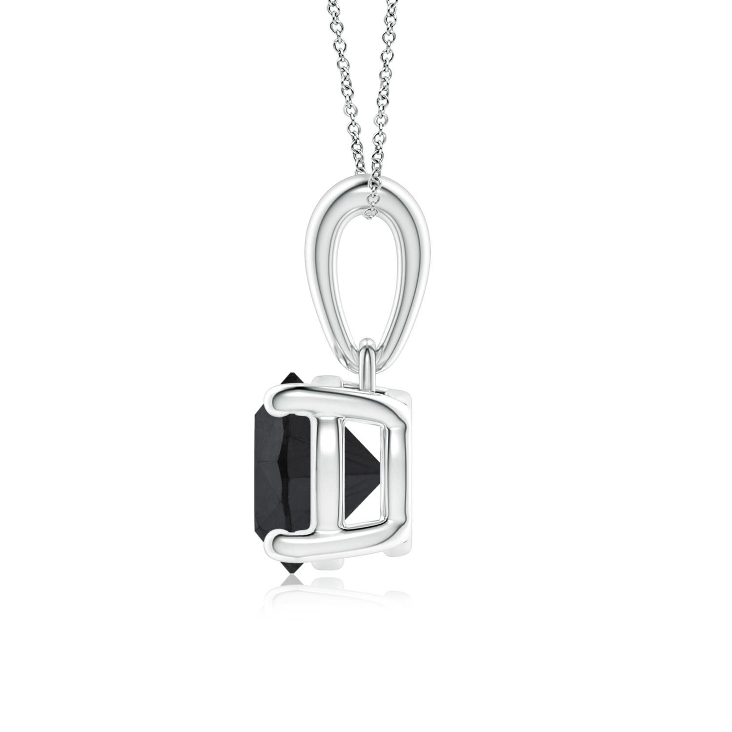 6.5mm AA Classic Round Black Diamond Solitaire Pendant in White Gold - side 2
