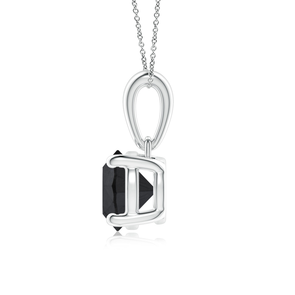 6.5mm AA Classic Round Black Diamond Solitaire Pendant in White Gold Side-1