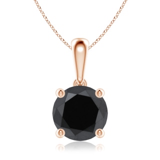 8.2mm AA Classic Round Black Diamond Solitaire Pendant in Rose Gold