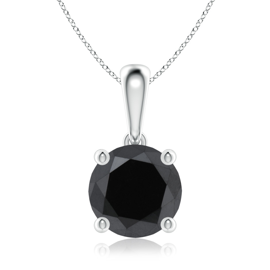 8.2mm AA Classic Round Black Diamond Solitaire Pendant in White Gold 