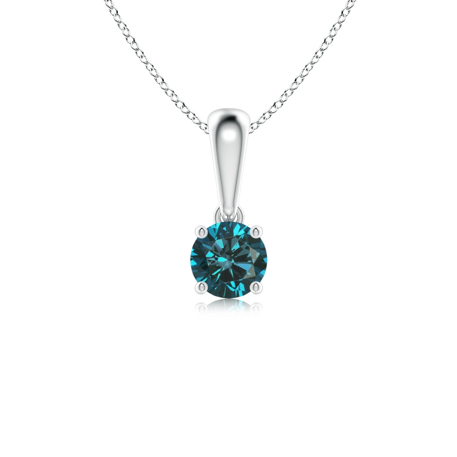 4.1mm AA Classic Round Blue Diamond Solitaire Pendant in White Gold 