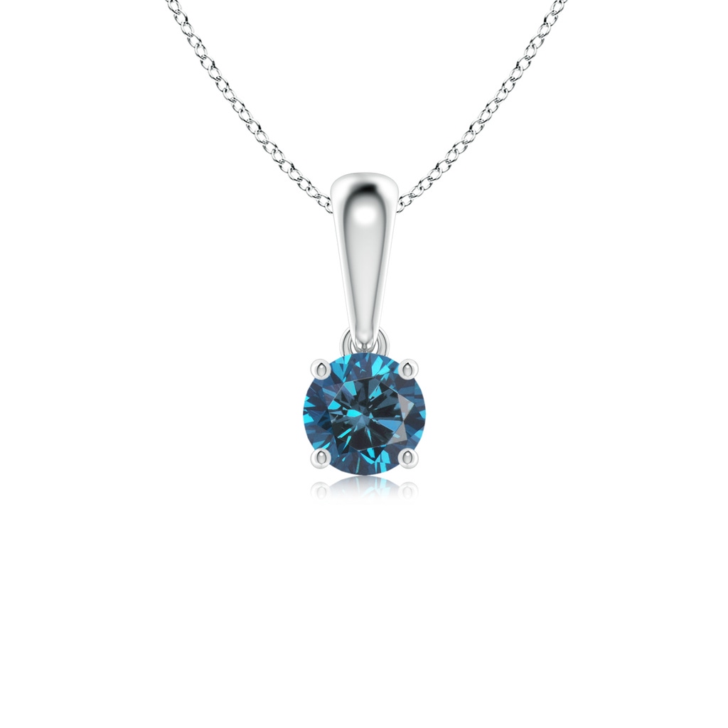 4.1mm AAA Classic Round Blue Diamond Solitaire Pendant in P950 Platinum