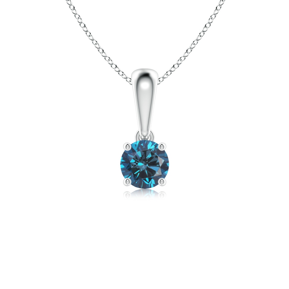 4.1mm AAA Classic Round Blue Diamond Solitaire Pendant in P950 Platinum 