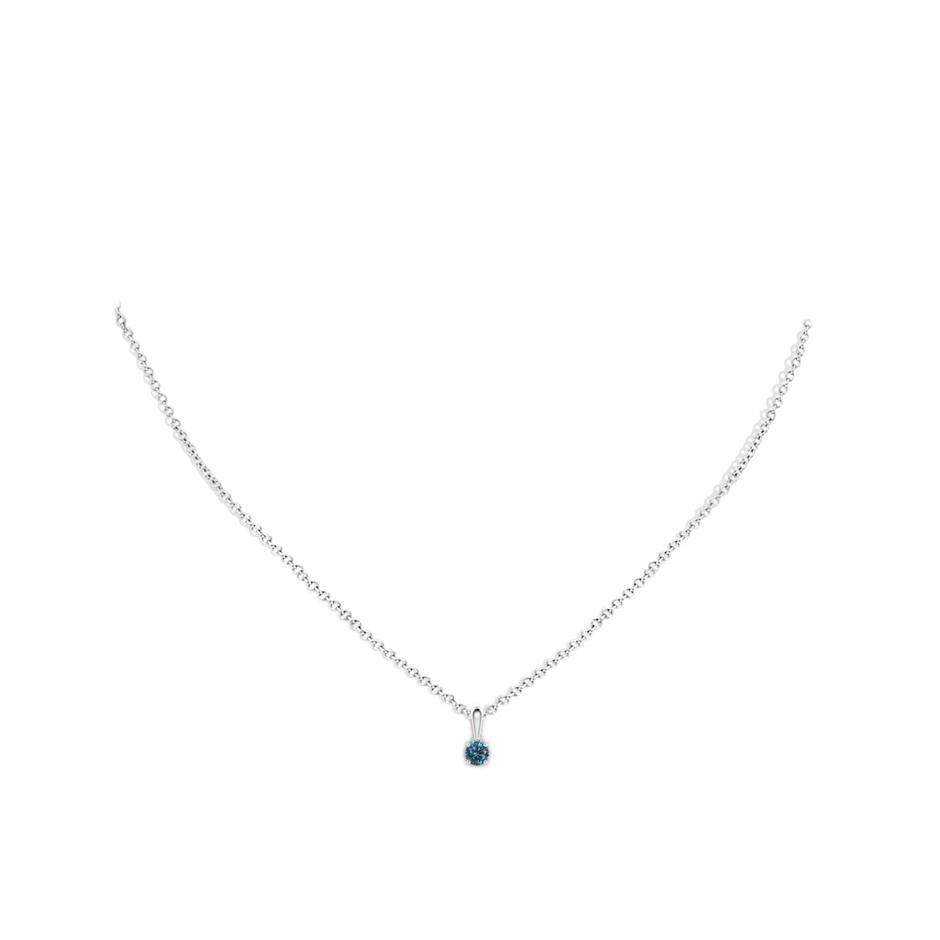 4.1mm AAA Classic Round Blue Diamond Solitaire Pendant in P950 Platinum body-neck