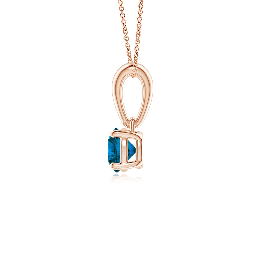4.1mm AAA Classic Round Blue Diamond Solitaire Pendant in Rose Gold - side_1