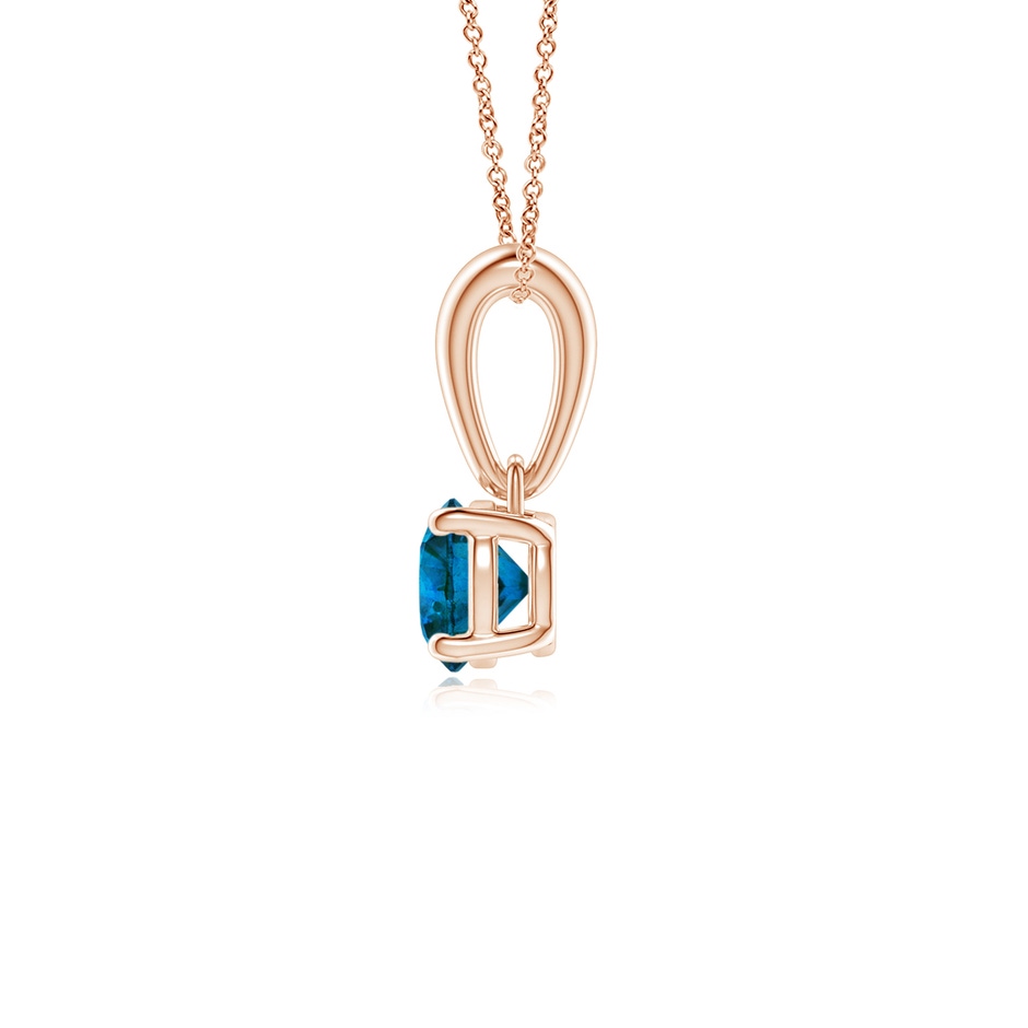 4.1mm AAA Classic Round Blue Diamond Solitaire Pendant in Rose Gold side-1