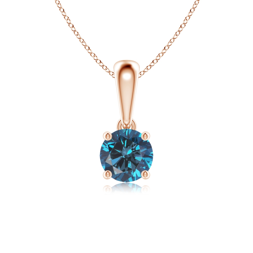 5.1mm AAA Classic Round Blue Diamond Solitaire Pendant in Rose Gold