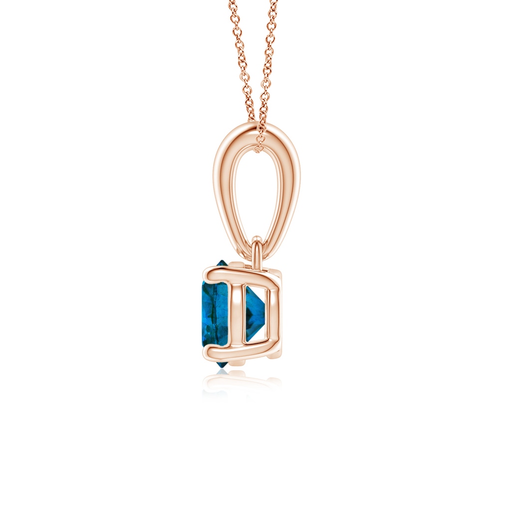 5.1mm AAA Classic Round Blue Diamond Solitaire Pendant in Rose Gold Side-1