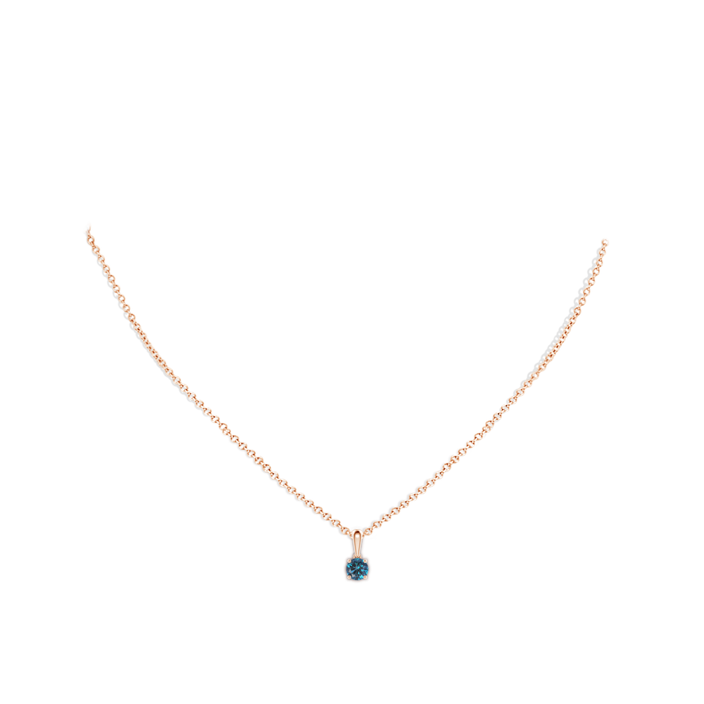5.1mm AAA Classic Round Blue Diamond Solitaire Pendant in Rose Gold Body-Neck