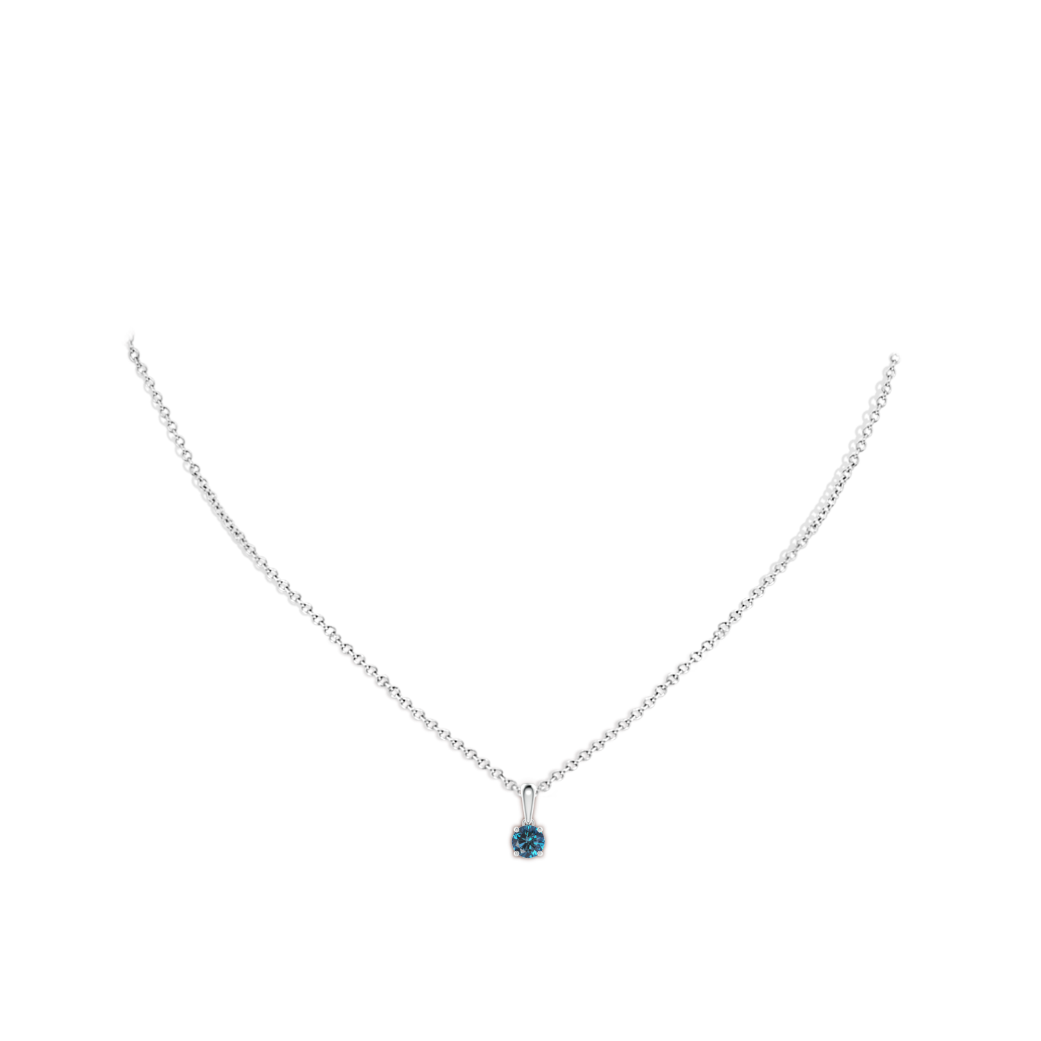 5.1mm AAA Classic Round Blue Diamond Solitaire Pendant in White Gold - body_neck