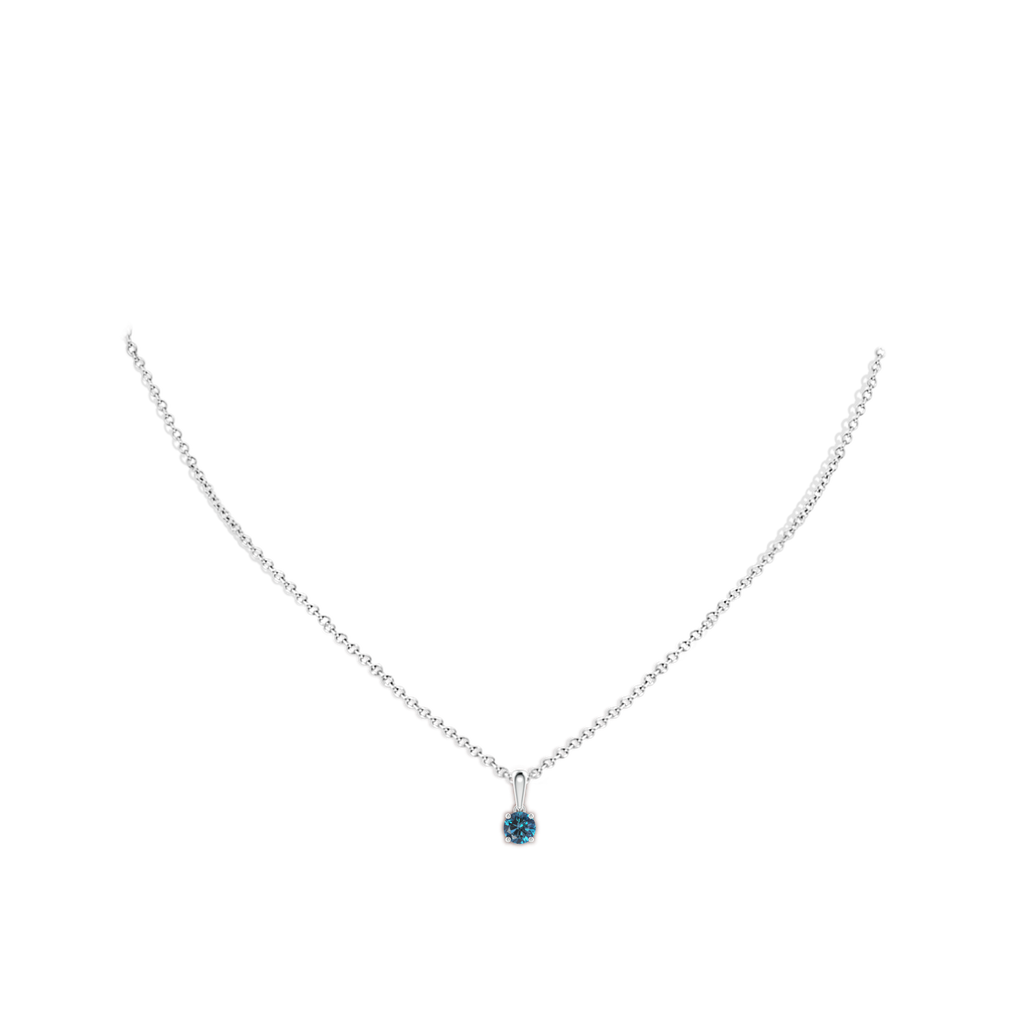5.1mm AAA Classic Round Blue Diamond Solitaire Pendant in White Gold Body-Neck