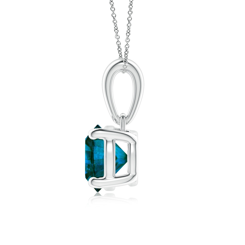 6.5mm AA Classic Round Blue Diamond Solitaire Pendant in White Gold - side_1